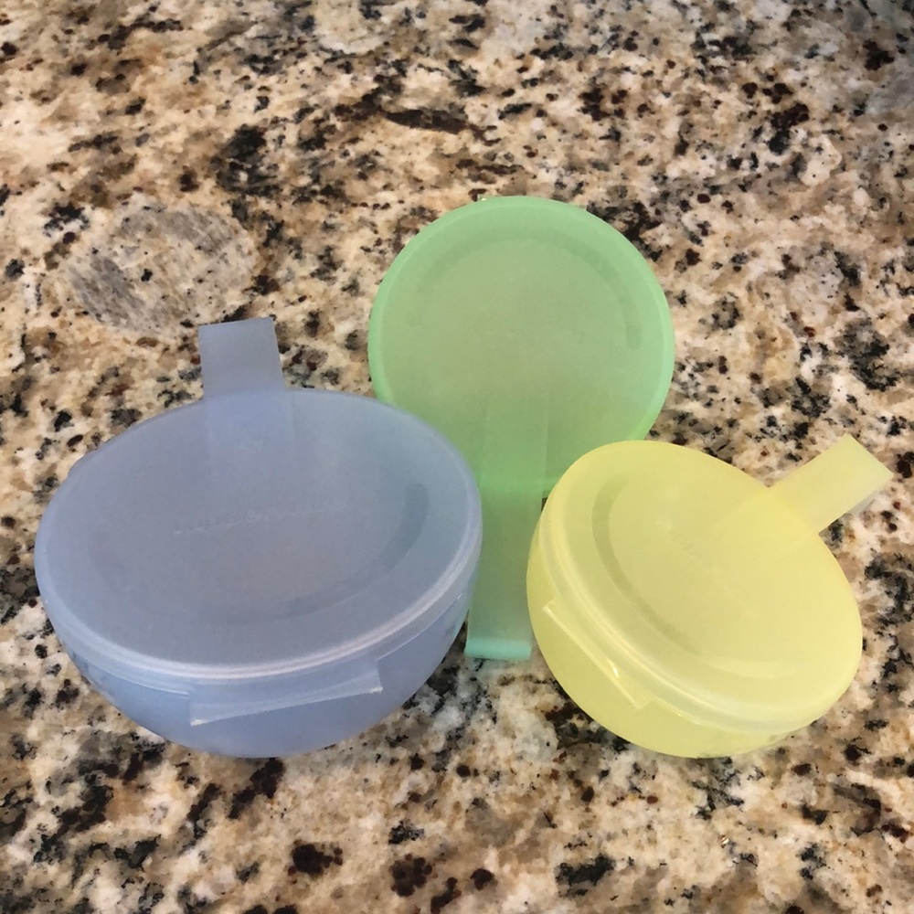 Tupperware Forget Me Not Container Trio W/2 condiment Holders